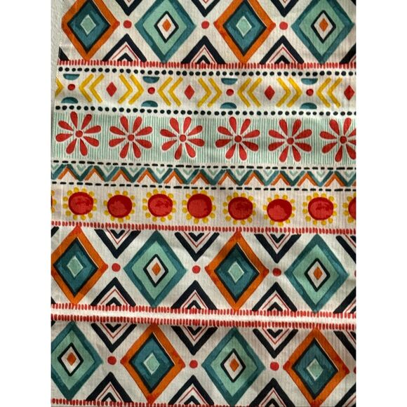 Pier 1 Turquoise Orange Yellow Aztec Southwest Table Runner Bright - Picture 2 of 5